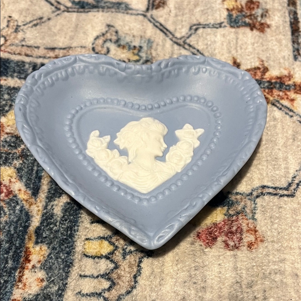 Wedgwood Blue Jasperware Heart-Shaped Trinket Dish